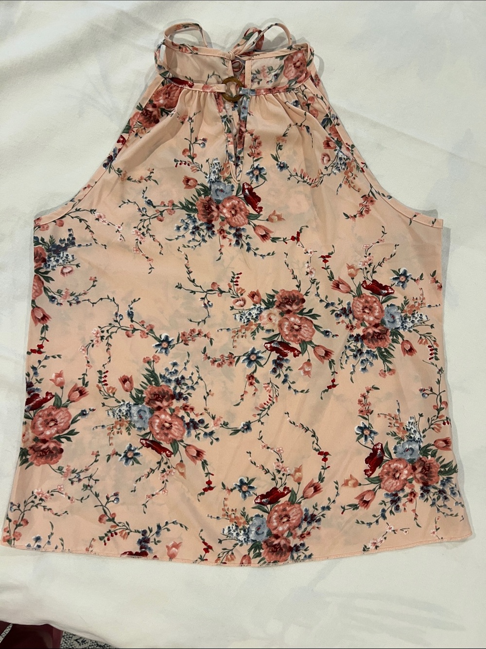 Floral Halter Camisole in Peach Pink